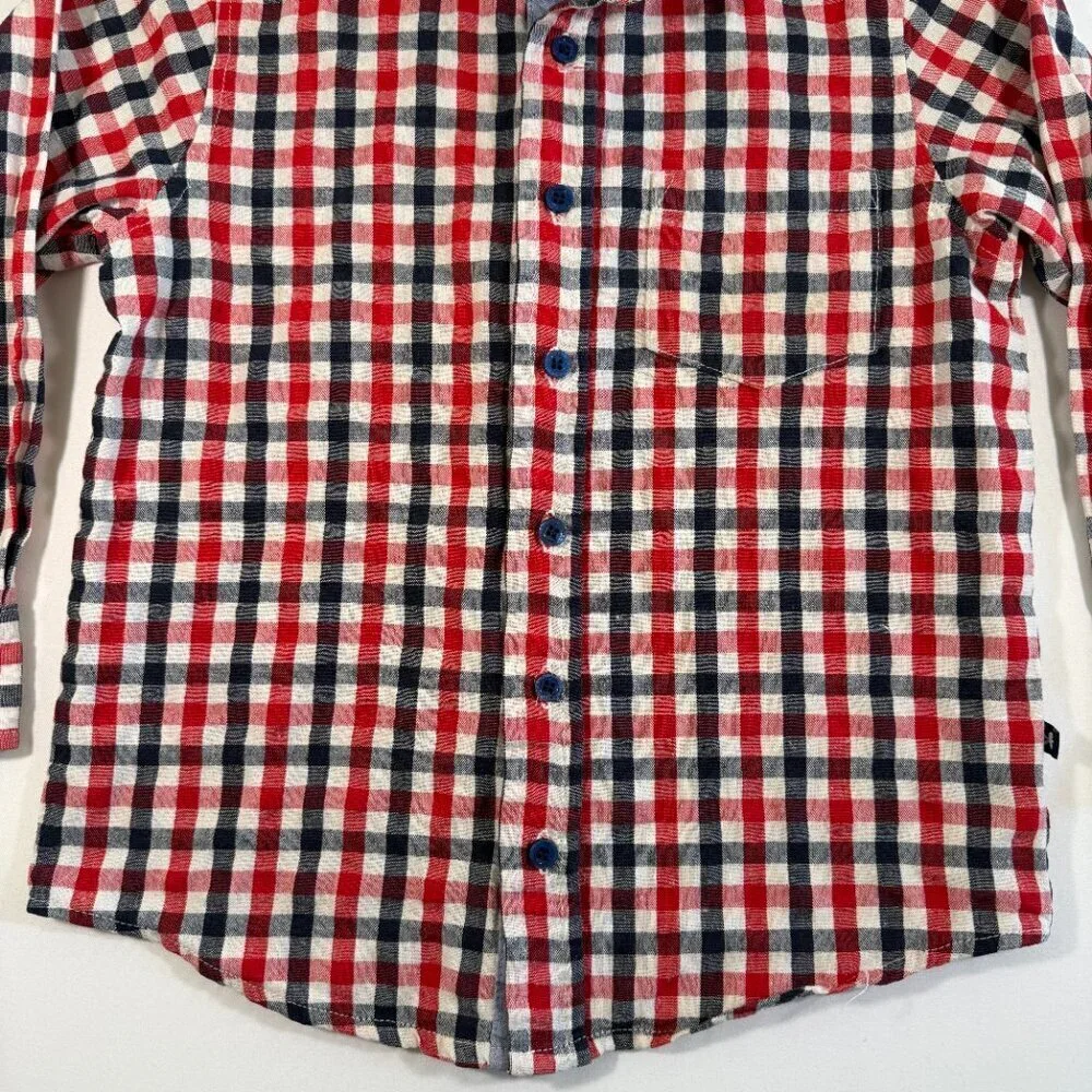 TOOBYDOO Cotton Plaid Button Down Red Blue Boys 5T